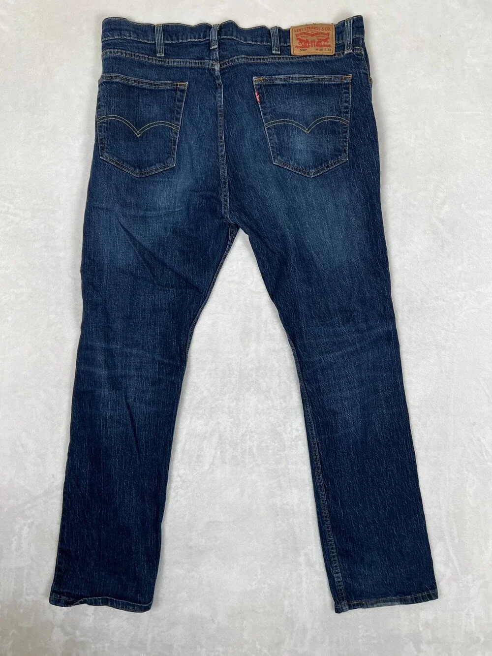 Vintage Leviâs 505 Blue Denim Jeans Size 38x30 Made in Mexico Medium Dark Wash
